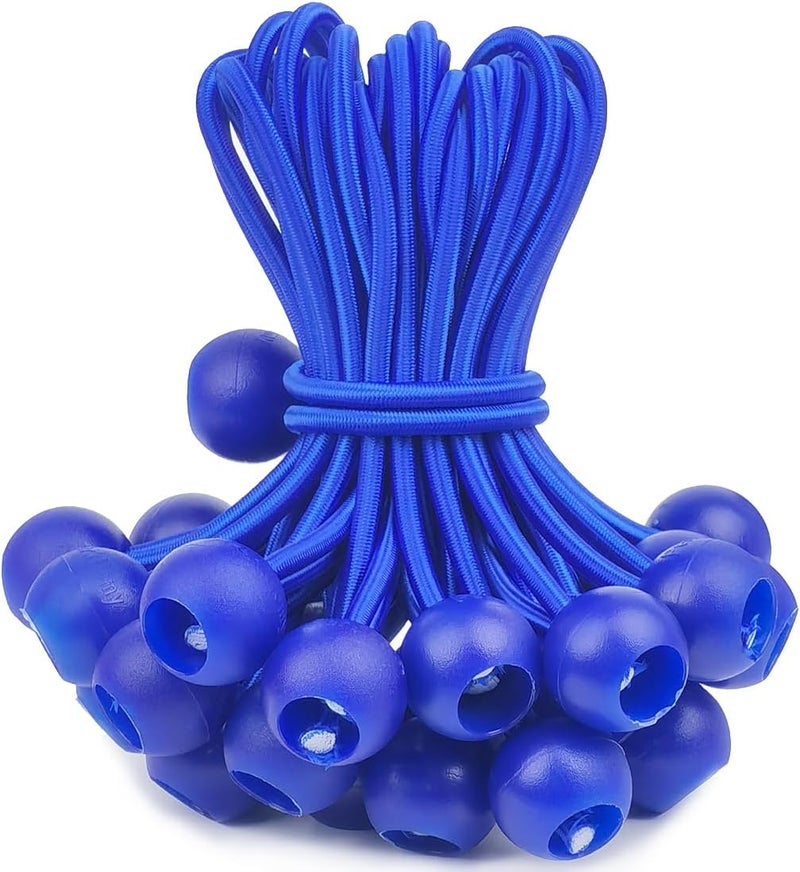 PH PERKHOMY PerkHomy 30 PCS Ball Bungee Cord 6 Inch Heavy Duty Bungie Cord Balls for Tarp Tie Down Canopy Camping Tents Cargo Holding Wire Hoses Patio Umbrellas Awning (30pc Blue) - Image 1